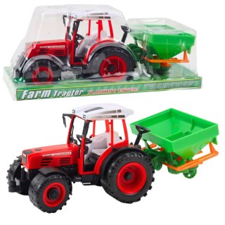 Traktor Pojazd Rolniczy Farmerski Z Siewnikiem Czerwony 34cm LEAN Toys