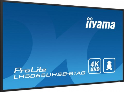 Monitor 50 cali LH5065UHSB-B1 AG, 24/7, VA, ANDROID 11, 4K, 800cd, iiSignage2, SDM, 2x HDMI, DP, 2x USB,2x 10W, RJ45, WiFi, 4/32 IIYAMA