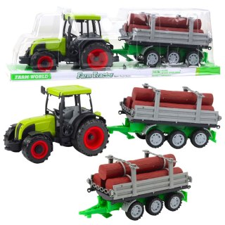 Traktor Rolniczy Farmerski Z Przyczepą Do Drewna Kłody Zielony 47cm LEAN Toys