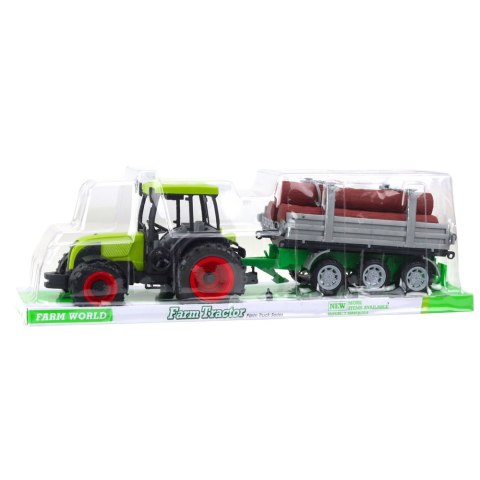 Traktor Rolniczy Farmerski Z Przyczepą Do Drewna Kłody Zielony 47cm LEAN Toys