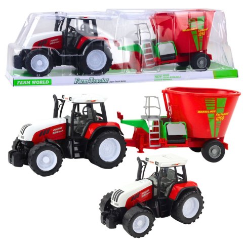 Traktor Rolniczy Farmerski Z Przyczepą Mieszalnik Paszy Czerwony 60cm LEAN Toys