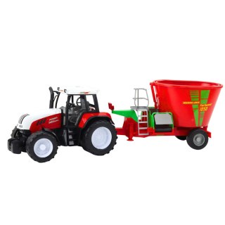 Traktor Rolniczy Farmerski Z Przyczepą Mieszalnik Paszy Czerwony 60cm LEAN Toys