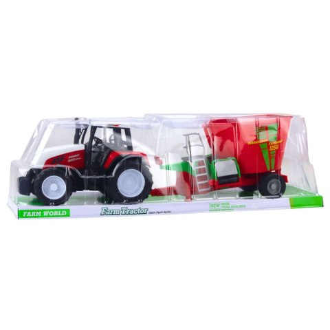 Traktor Rolniczy Farmerski Z Przyczepą Mieszalnik Paszy Czerwony 60cm LEAN Toys