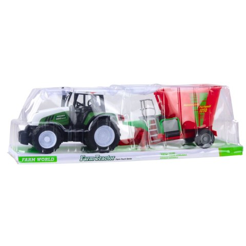 Traktor Rolniczy Farmerski Z Przyczepą Mieszalnik Paszy Zielony 50cm LEAN Toys