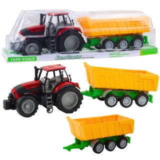 Traktor Rolniczy Farmerski Z Żółtą Przyczepą Czerwony 46cm LEAN Toys