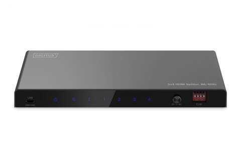 Rozdzielacz/Splitter HDMI 1x4, 8K/60Hz (4:4:4) z HDR, 48 Gbps, HDCP 2.3. Toslink / Stereo, EDID Digitus