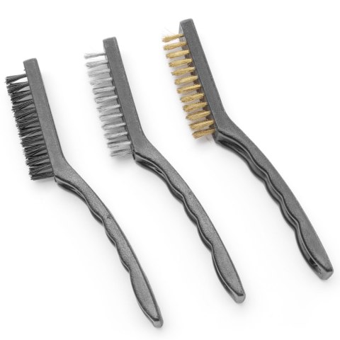 Szczotka czyścik do grilla rusztu BBQ stalowa nylonowa mosiężna ZESTAW 3 szt. dł. 230 mm - Hendi 525531 Hendi