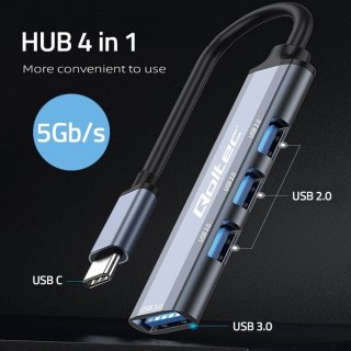 HUB adapter USB-C 3.1 4w1 | USB 3.0 | 3x USB 2.0 Qoltec