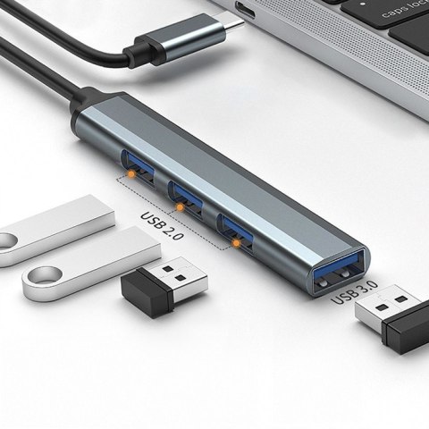 HUB adapter USB-C 3.1 4w1 | USB 3.0 | 3x USB 2.0 Qoltec