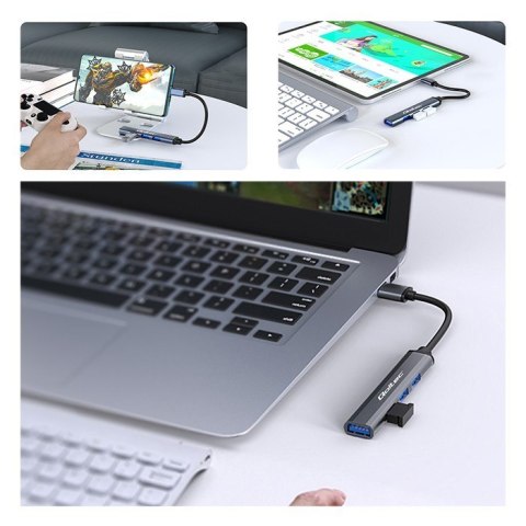 HUB adapter USB-C 3.1 4w1 | USB 3.0 | 3x USB 2.0 Qoltec