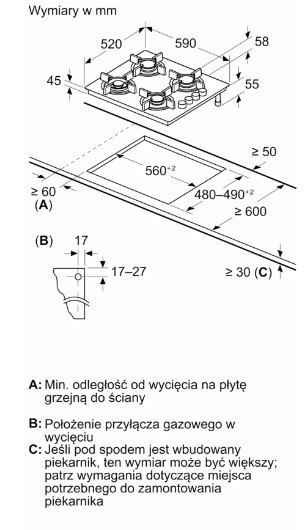 Płyta gazowo-szklana POH6B6K30 Bosch