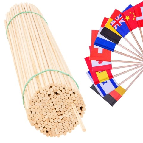 Patyczki do flag chorągiewek drewniane bukowe 50cm/5mm 100szt GSG24