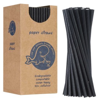 Słomki papierowe BIO ekologiczne PAPER STRAWS grube 8/205mm - czarne 160szt. GSG24
