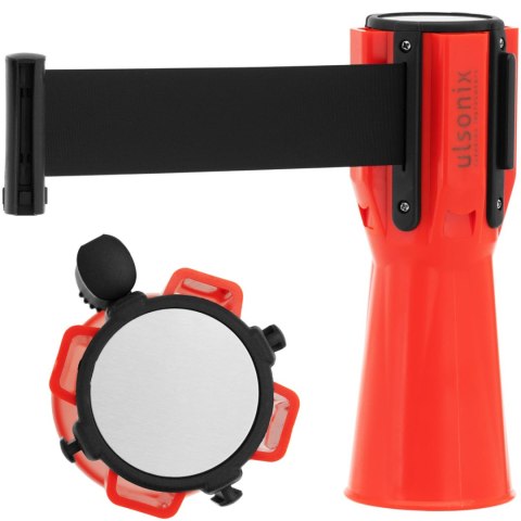 Kaseta z taśmą odgradzającą ostrzegawczą nakładka na słupek pachołek 3 m czarna Ulsonix