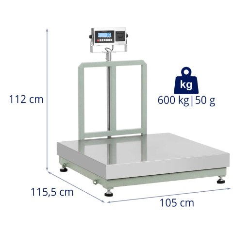 Waga platformowa z drukarką etykiet LCD 100 x 100 cm 600 kg / 50 g Steinberg Systems