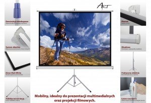 Ekran ręczny na statywie TS-100 4:3 100 cali 203x152cm ART