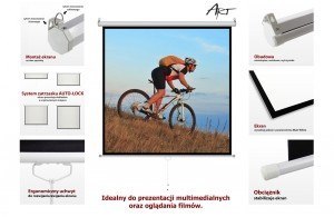 Ekran ręczny półautomat 1:1 96" 244x244cm MS-96 1:1 ART