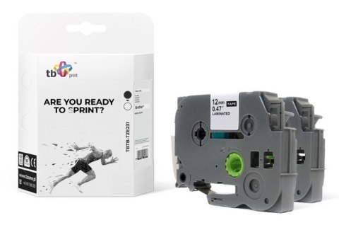 Taśma TBTB-TZE231 Brother Czarny na Białym 12mm x 8m 2szt. TB Print