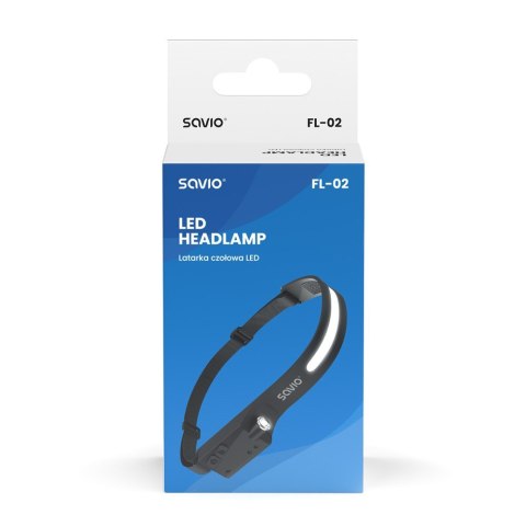 Latarka czołowa LED z czujnikiem ruchu, USB-C, 350 lm, zasięg 80m, FL-02 Savio