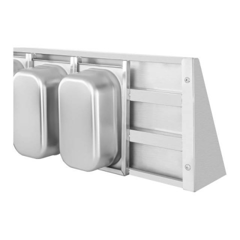 Półka ścienna wisząca na konsolach nierdzewna z pojemnikami GN1/4 Royal Catering