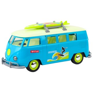Samochód Surfer Van Bus Deska Surfingowa Światła Dźwięki Turkusowy LEAN Toys