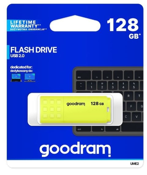 Pendrive UME2 128GB USB 2.0 żółty GOODRAM