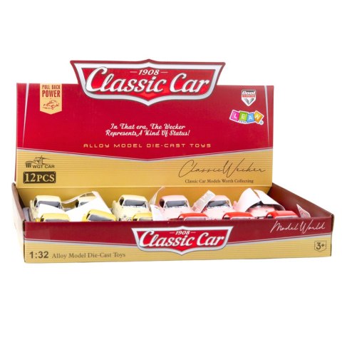 Autko Klasyczne Z Lat 50. Metalowe Napęd Pull-Back Otwierane Drzwi 1:32 Mix LEAN TOYS