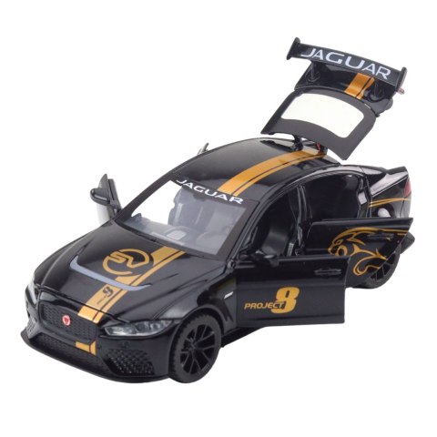 Samochód Sportowy Metalowy Napęd Pull-Back Światła Dźwięki Czarny 1:32 LEAN Toys