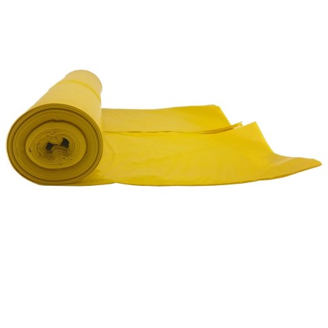 Worki na odpadki śmieci grube 80 mikr. wytrzymałe rolka 15szt. - żółte 120L MEVA