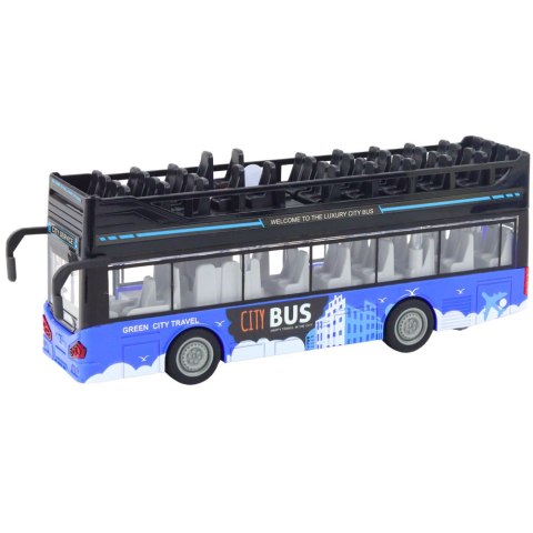 Autobus Miejski Piętrowy 1:16 Napęd Światła Dźwięki Niebieski LEAN Toys
