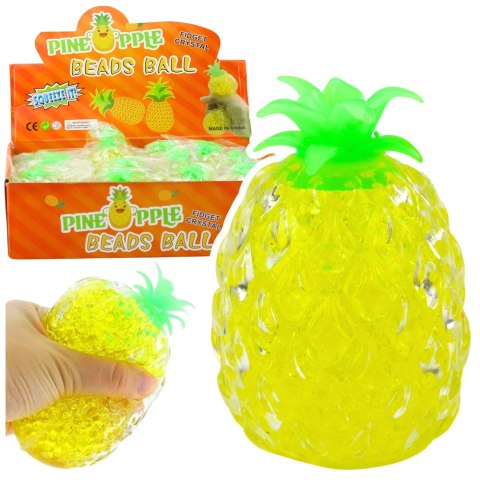 Gniotek Ananas Owoc Antystresowy Z Kulkami Hydrożelowymi Żółty LEAN TOYS