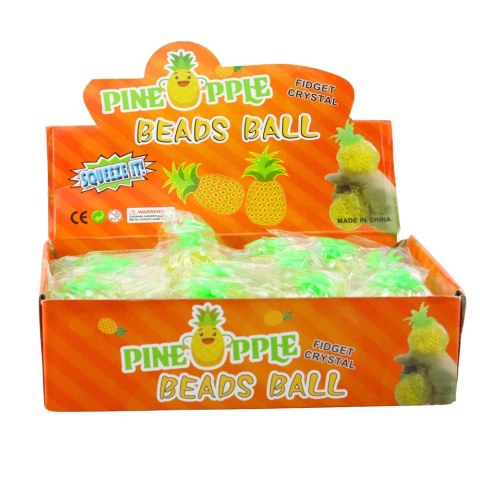 Gniotek Ananas Owoc Antystresowy Z Kulkami Hydrożelowymi Żółty LEAN TOYS