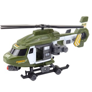 Helikopter Wojskowy Militarny Hak Nosze Światła Dźwięki Khaki 1:16 LEAN Toys