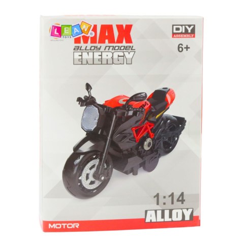 Motocykl Do Składania Skręcania Metal 1:14 DIY Czarno-Czerwony LEAN Toys