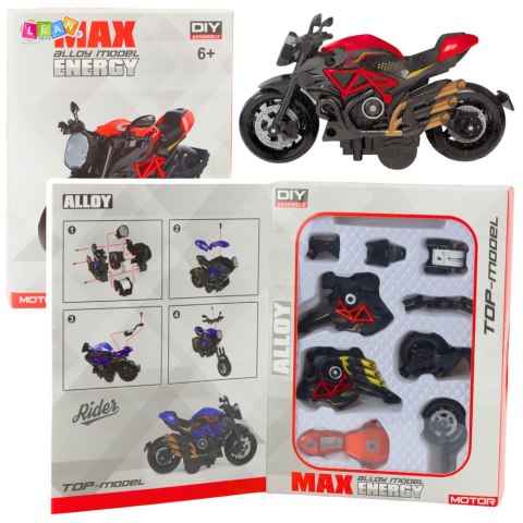 Motocykl Do Składania Skręcania Metal 1:14 DIY Pomarańczowy LEAN Toys
