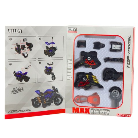 Motocykl Do Składania Skręcania Metal 1:14 DIY Pomarańczowy LEAN Toys