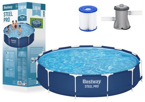 Basen ogrodowy stelażowy 366 x 76 cm zestaw Bestway 56681 Bestway