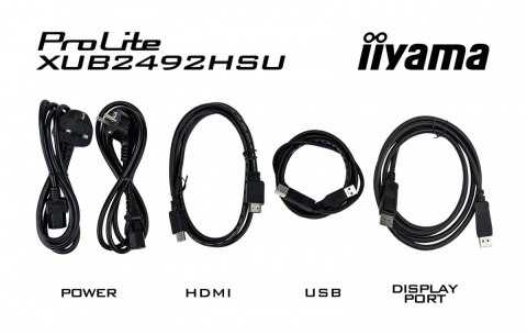 Monitor 23.8 cala XUB2492HSU-W6 IPS,HDMI,DP,100Hz,SLIM,HAS(150mm),4xUSB IIYAMA