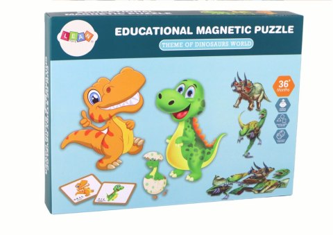 Zestaw Edukacyjnych Puzzli Magnetycznych z Dinozaurami LEAN Toys