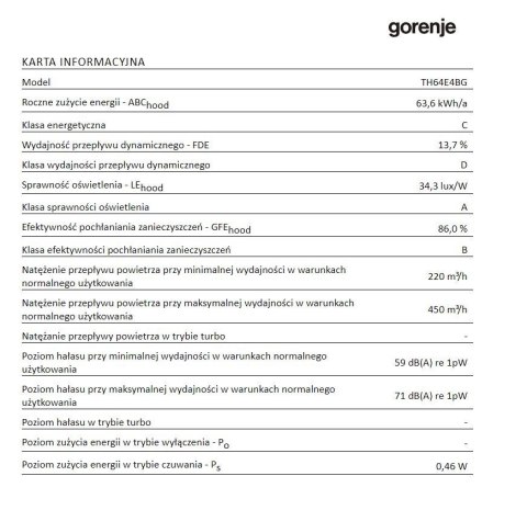 Okap teleskopowy TH64E4BG Gorenje