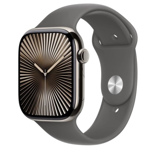 Watch Series 10 GPS + Cellular, koperta 46 mm z tytanu w kolorze naturalnym z paskiem sportowym w kolorze górskiej szarości - ro Apple