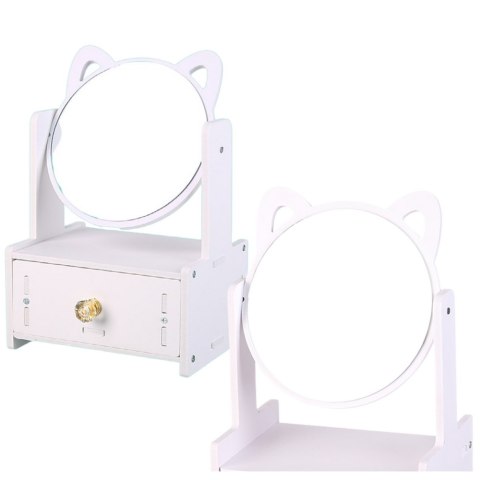 Mini Toaletka Lusterko Do Makijażu Szuflada Uszy Drewniana Biała LEAN Toys