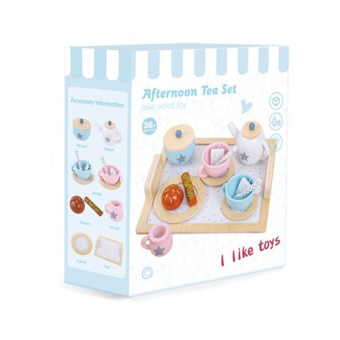 Serwis Kawowy Herbata Drewniany Zestaw Małe Agd Ciastka LEAN Toys