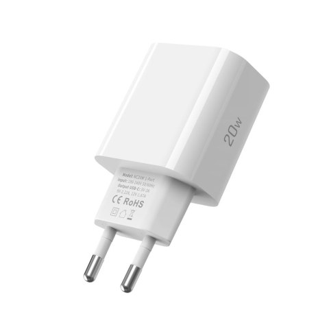 Ładowarka sieciowa USB-C z kablem USB-C PD 20W - biała Tech-Protect