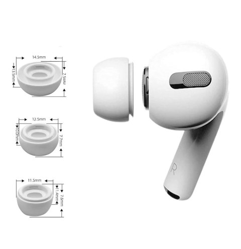 Nakładki do słuchawek AirPods Pro 1 / 2 w rozmiarach S / M / L Ear Tips białe - 6 szt. Tech-Protect