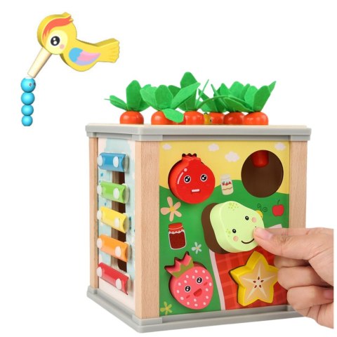 Kostka Drewniana Edukacyjna Sensoryczna Wielofunkcyjna 6w1 LEAN Toys