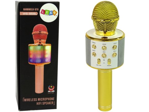 Mikrofon Bezprzewodowy USB Głośnik Nagrywanie Karaoke Model WS-858 Złoty LEAN Toys