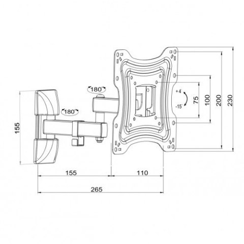 Uchwyt do TV LCD/LED 10-42" 15KG AR-83 regulacja pion/poziom 39cm ART