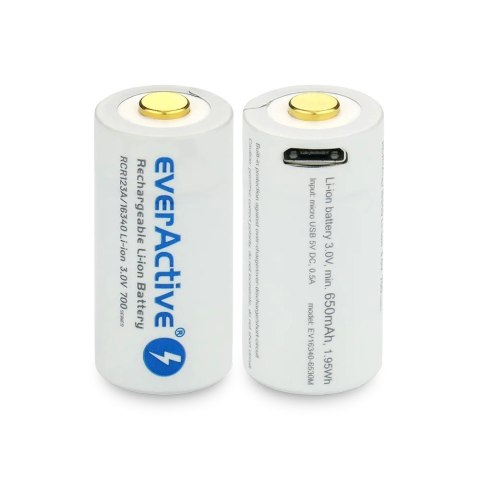 Akumulator 16340 3V Li-ion 700 mAh micro USB EverActive