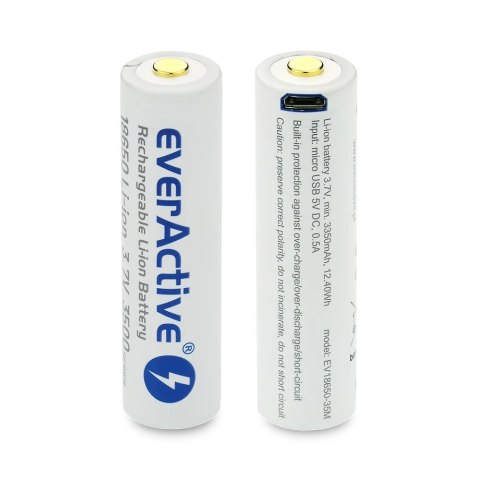 Akumulator 18650 3,7V Li-ion 3500 mAh micro USB EverActive